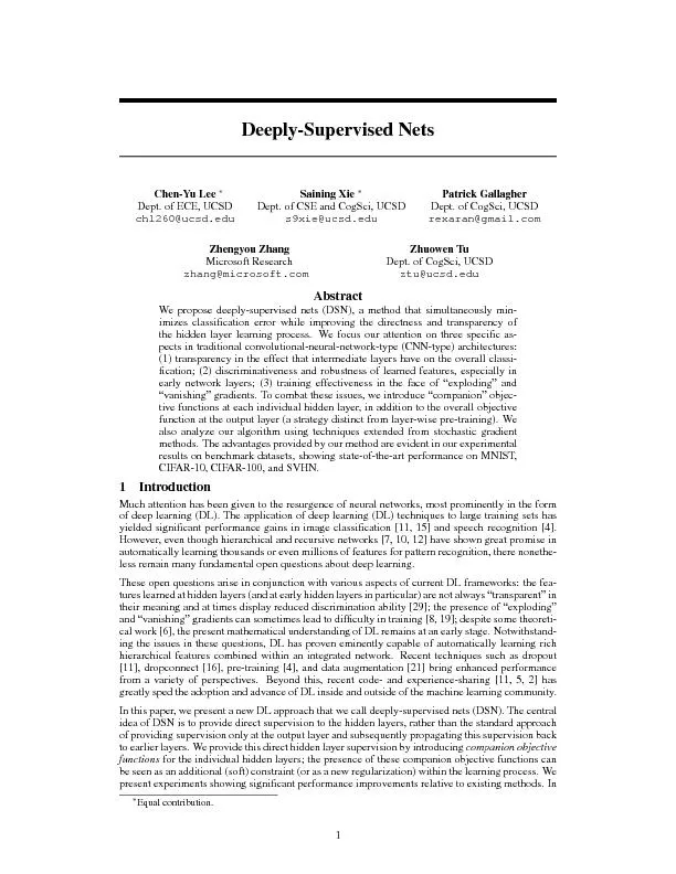 Deeply supervised nets