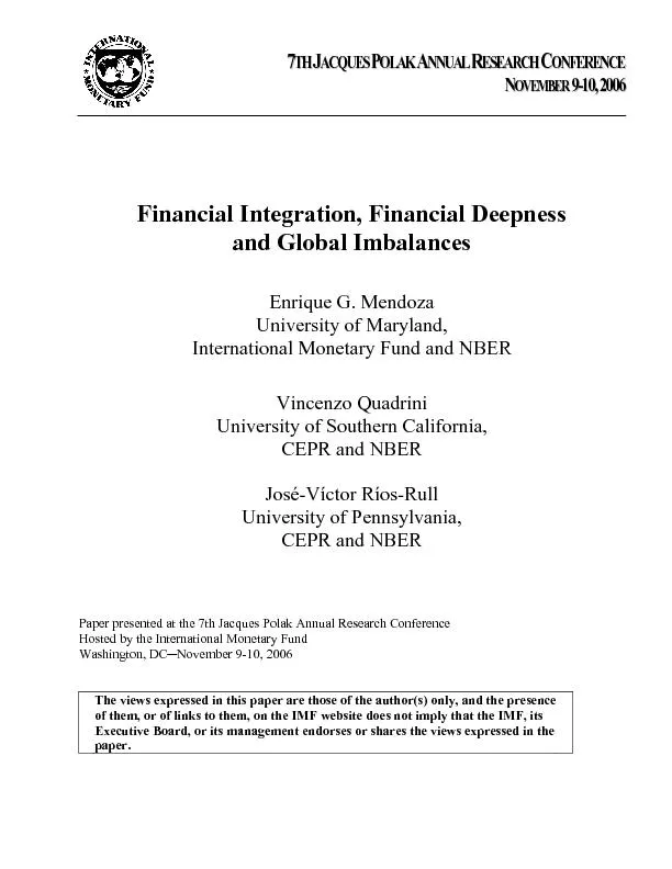 Financial Integration Financial Deepness and Global Imbalances