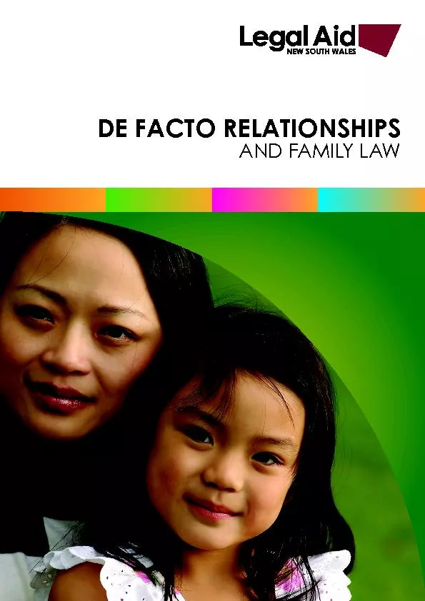 DE  FACTO  RELATIONSHIPS AND FAMILY LAW