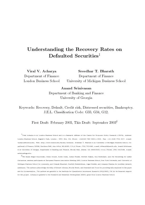 Understanding the Recovery Rates on Defaulted Securities