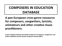 COMPOSERS IN EDUCATION DATABASE