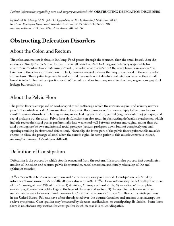 Obstructing defecation disorders
