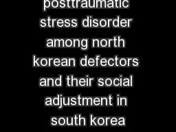 A study on posttraumatic stress disorder among north korean defectors and their social