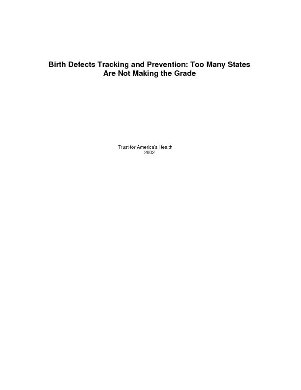 Birth Defects Tracking and Prevention: Too Many States