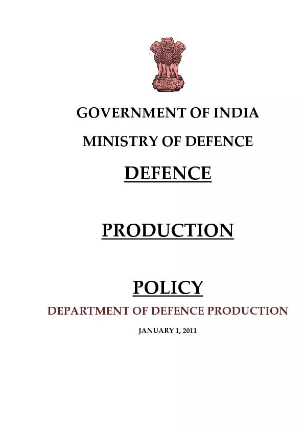 DEPARTMENT OF DEFENCE   PRODUCTION