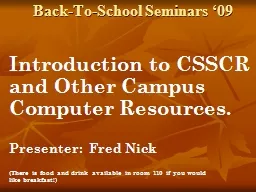 Back-To-School Seminars ‘09