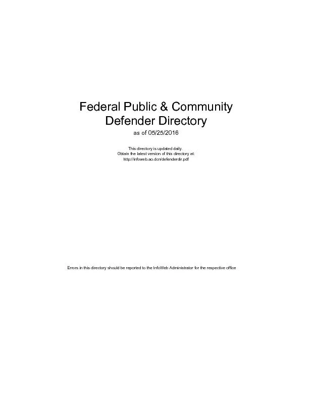 Federal public and community defender directory