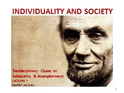 1 INDIVIDUALITY AND SOCIETY