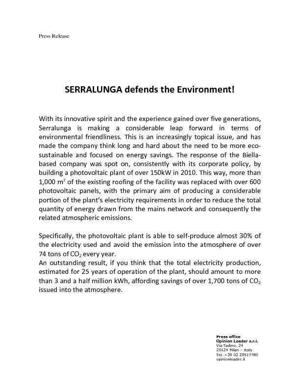 Serralunga defends the environment