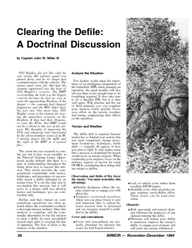 Clearing the defile a doctrinal discussion