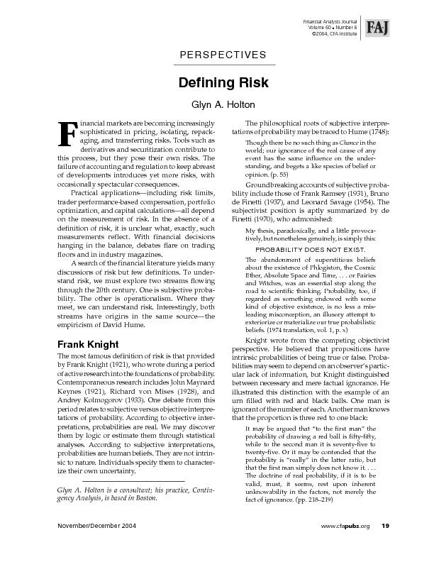 Defining risk