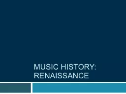 Music History: Renaissance