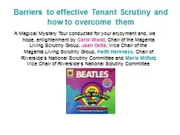 Barriers to effective Tenant Scrutiny and how to overcome t