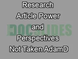 Research Article Power and Perspectives Not Taken AdamD