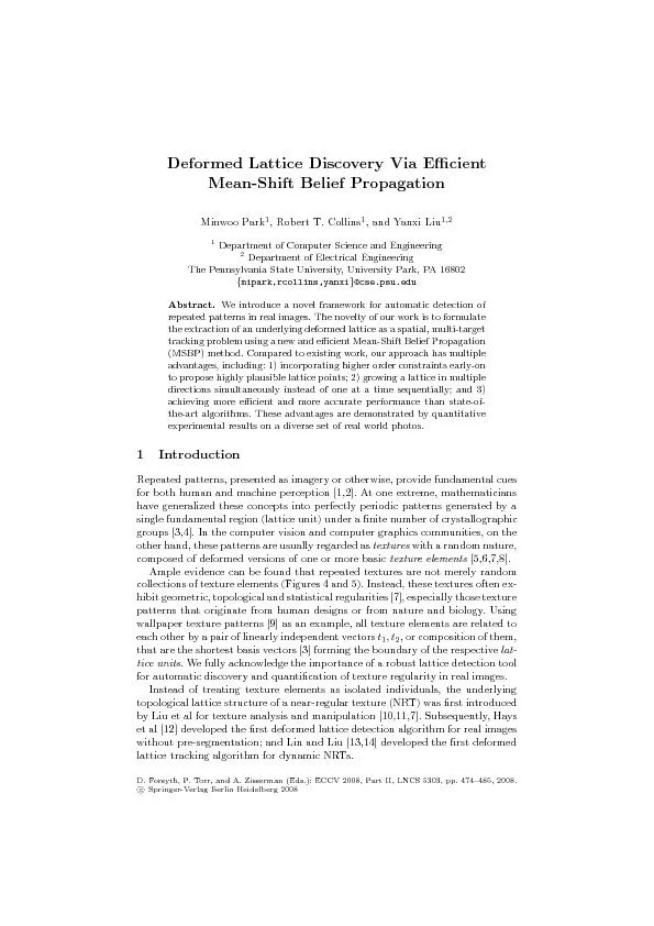 Deformed lattice discovery Via efficient mean shift belief propagation