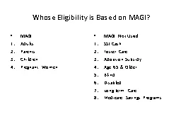 Whose Eligibility is Based on MAGI?