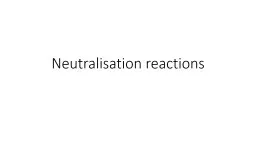 Neutralisation reactions