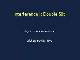 Interference I: Double Slit