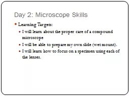 Day 2: Microscope Skills