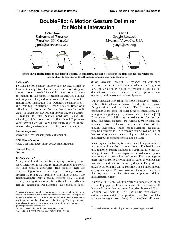 A motion Gesture delimiter for mobile interaction