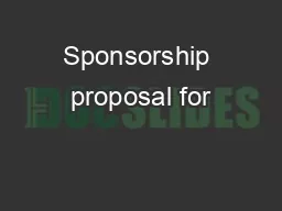Sponsorship proposal for
