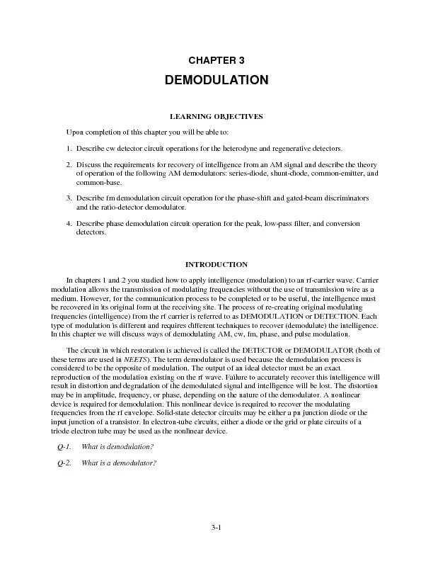 DEMODULATION LEARNING OBJECTIVES