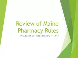 Review of Maine Pharmacy Rules
