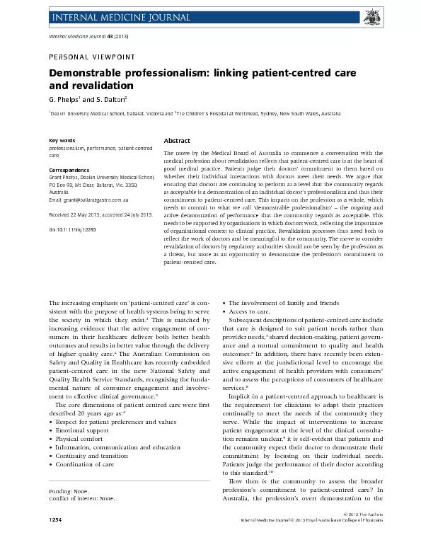 Demonstrable professionalism linking patient centred care and revalidation