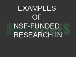 EXAMPLES OF NSF-FUNDED RESEARCH IN