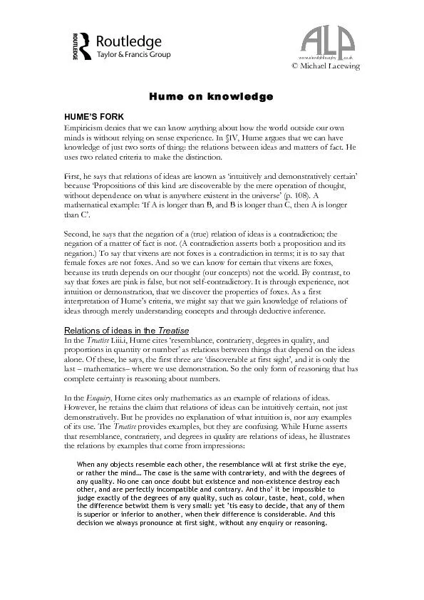 Hume on knowledge
