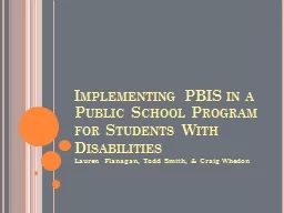 Implementing PBIS in a Public School Program for Students W