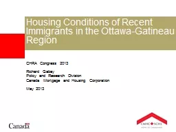 Housing Conditions of Recent Immigrants in the Ottawa-Gatin