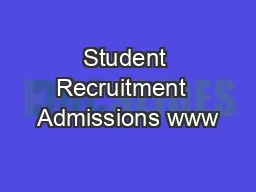Student Recruitment  Admissions www