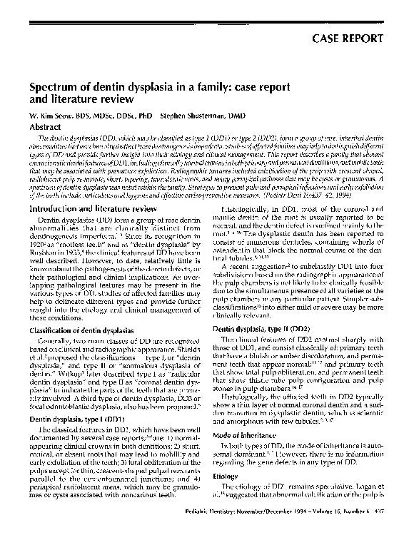 Spectrum of dentin dysplasia in a family case report and literature review