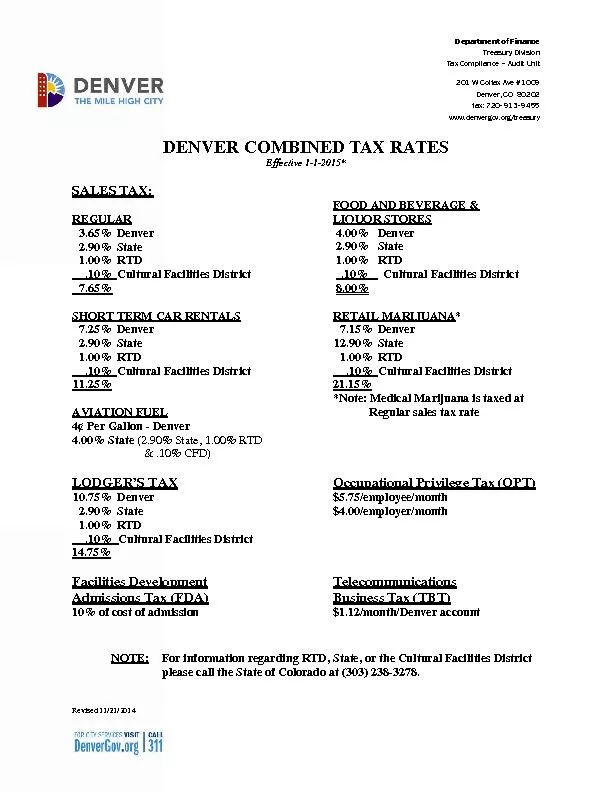 Denver combined tax rates