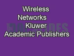 Wireless Networks     Kluwer Academic Publishers