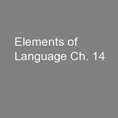 Elements of Language Ch. 14