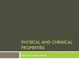 Physical and chemical properties