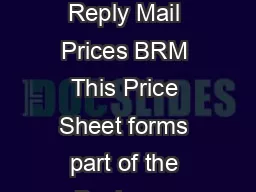 Effective January   Business Reply Mail Prices BRM This Price Sheet forms part of the