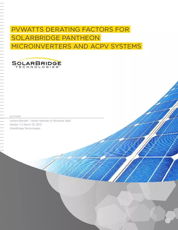 PVwatts derating factors for solar bridge pantheon micro inverters and ACPV systems
