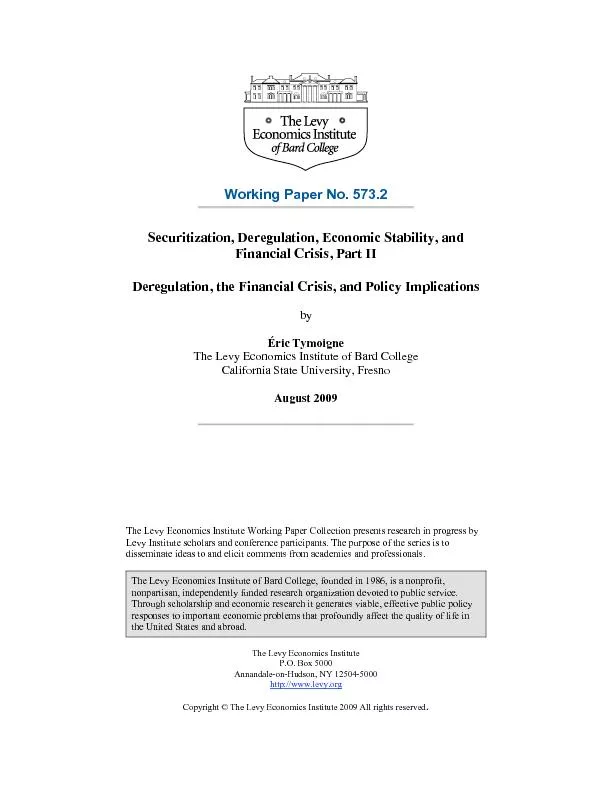 Deregulation the financial crisis and policy implication