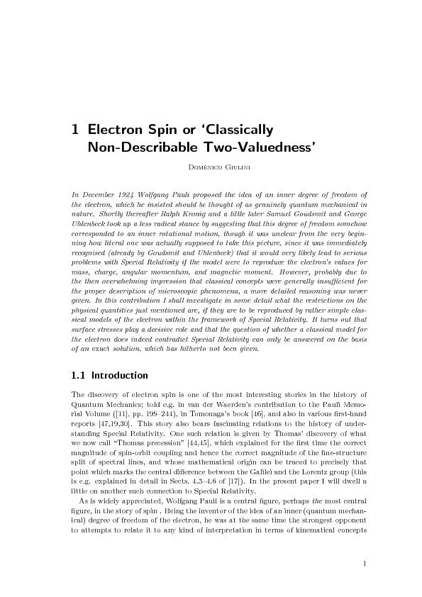 Electron spin or classically non describable two valuedness