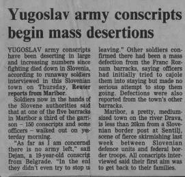 Yugoslav army conscripts begin mass desertions