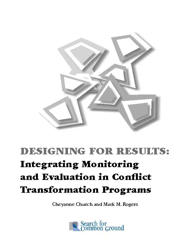 Integrating monitoring and evaluation in conflict transformation programs