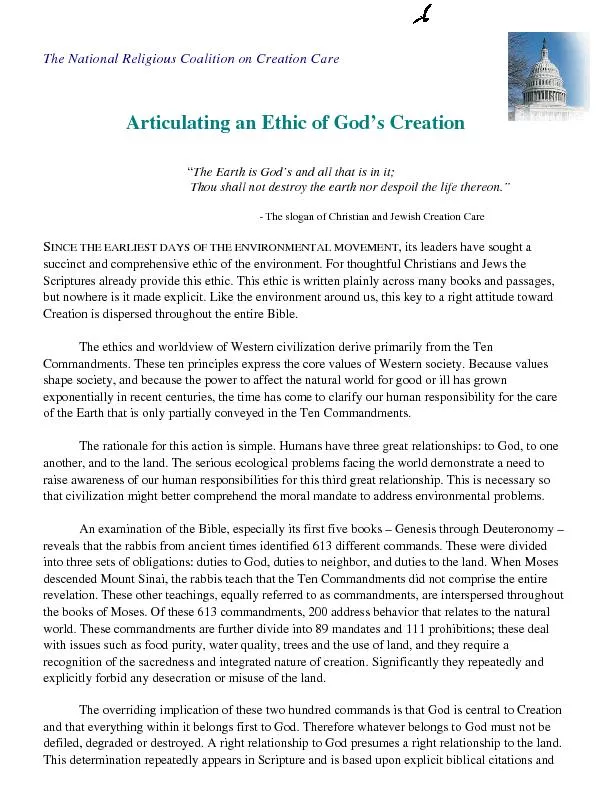 Articulating ethic of god's creation