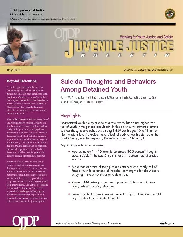 Suicidal thoughts and behaviors among detained youth