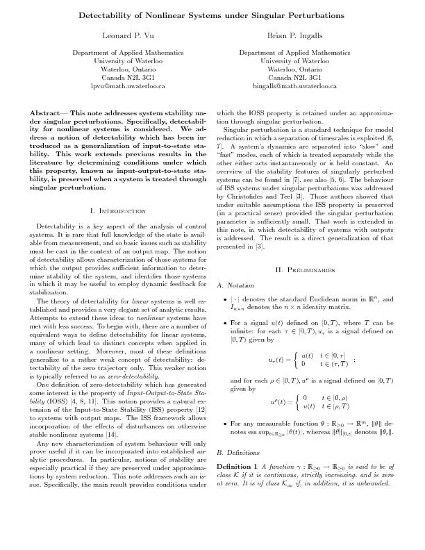 Detectability of Nonlinear Systems under Singular Perturbations