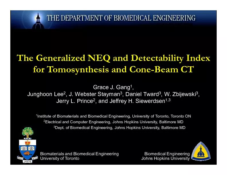 The Generalized NEQ and Detectability Indexfor Tomosynthesis and Cone beam ct