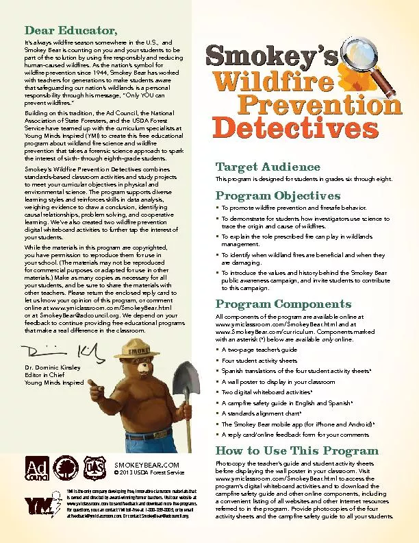 Smokey’s wild life prevention detectives