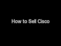 How to Sell Cisco